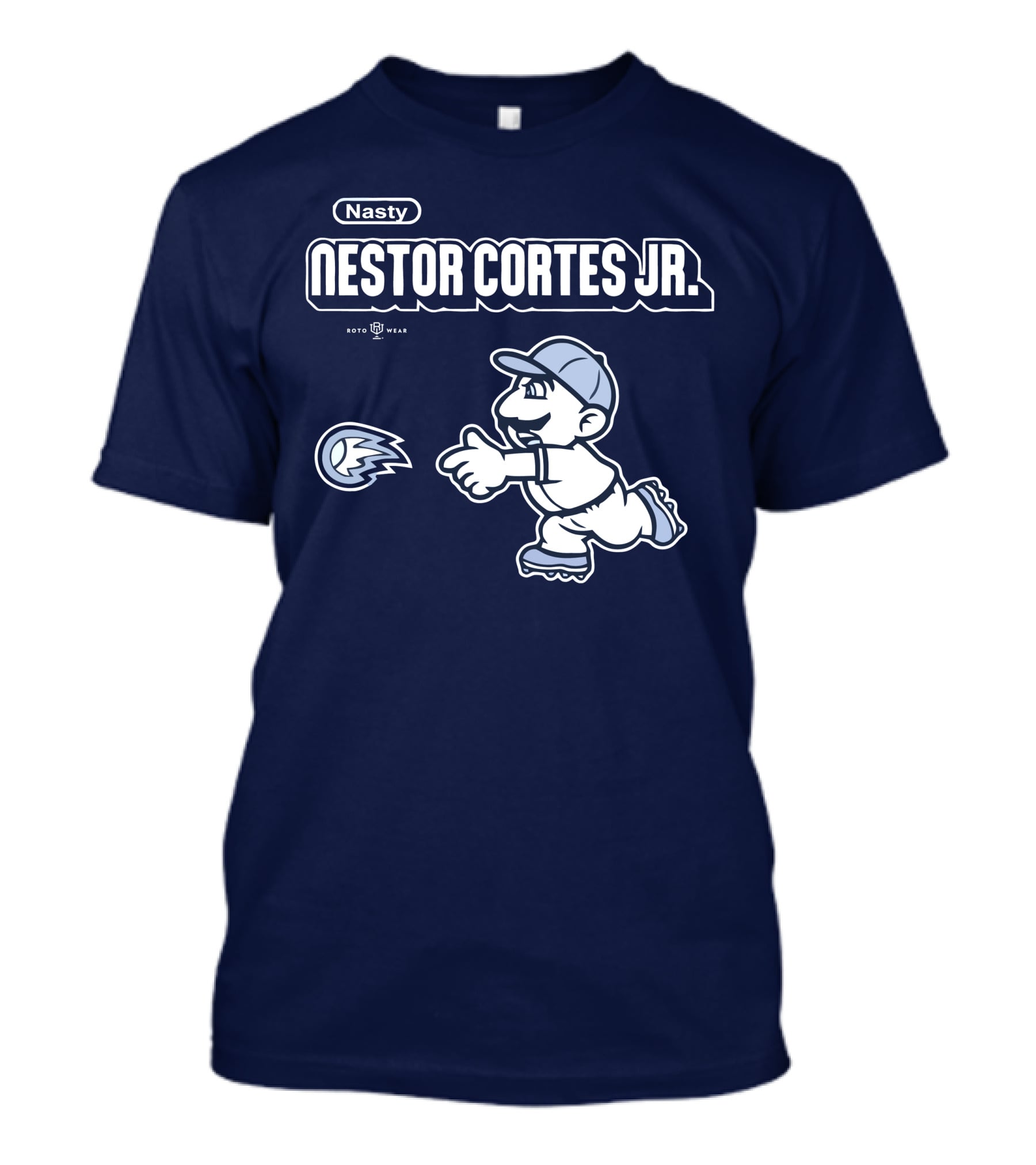Nasty Nestor Cortes Jr. Cartoon Baseball New York Roto Wear T-Shirt