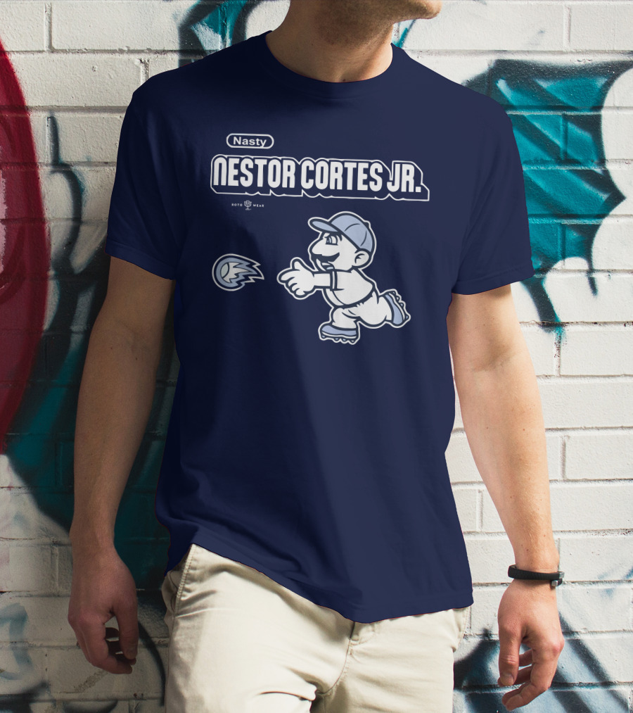 Nasty Nestor Cortes Jr. Cartoon Baseball New York Roto Wear T-Shirt