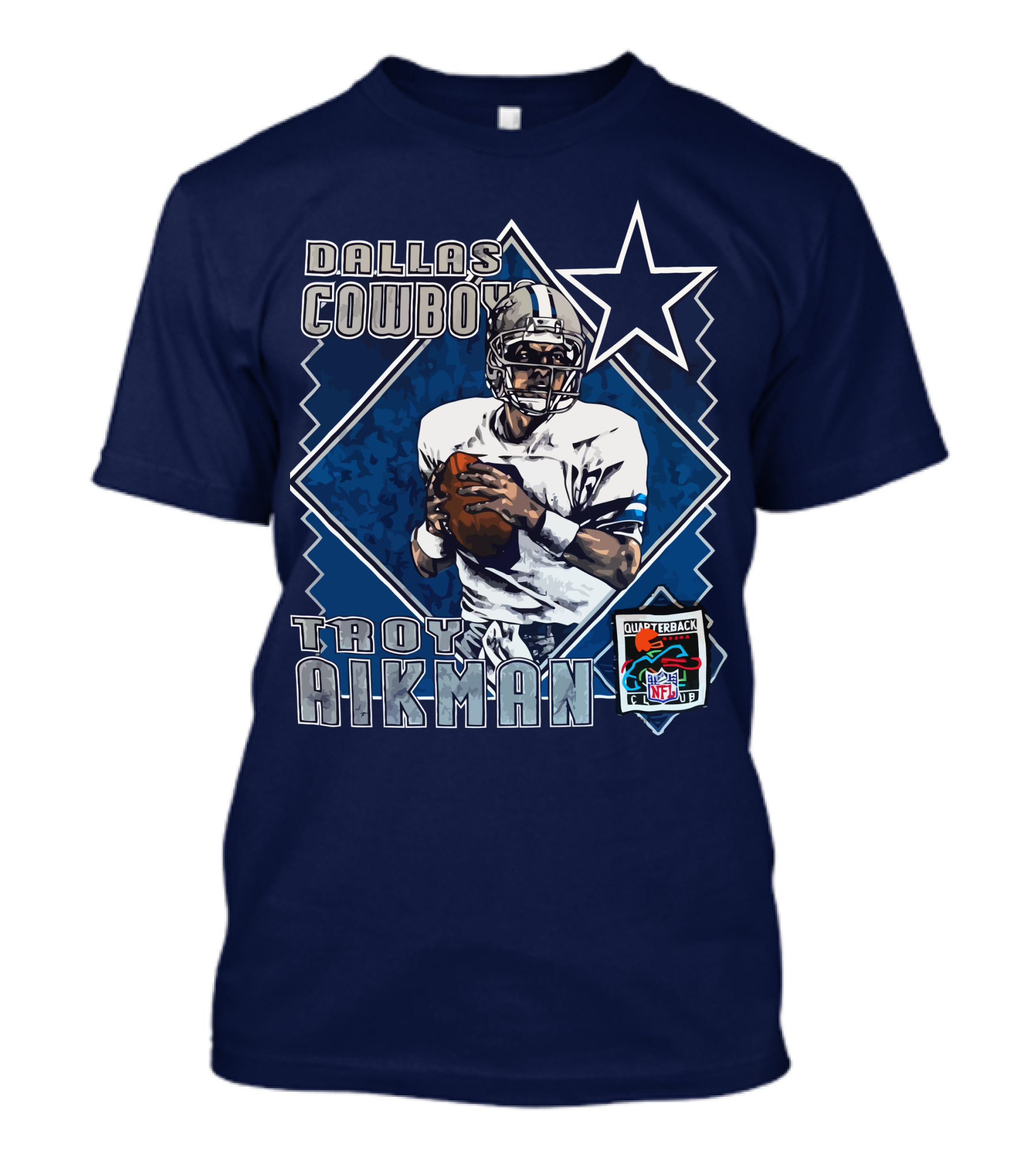 Dallas Cowboys Troy Aikman NFL Vintage Quarterback Star Nutmeg T-Shirt