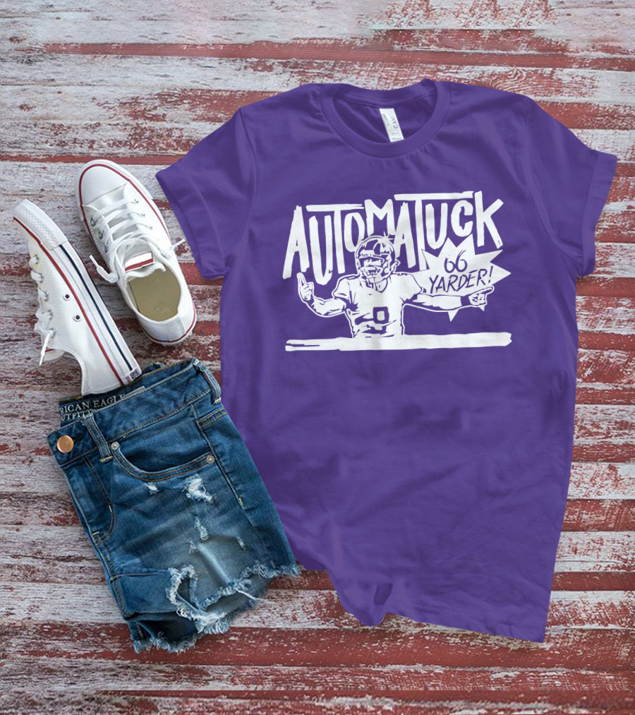 Automatuck 66 Yarder Football Player Purple Background T-Shirt