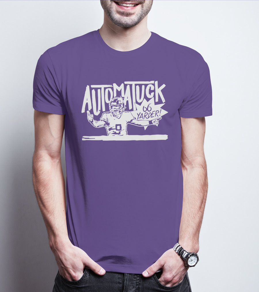 Automatuck 66 Yarder Football Player Purple Background T-Shirt