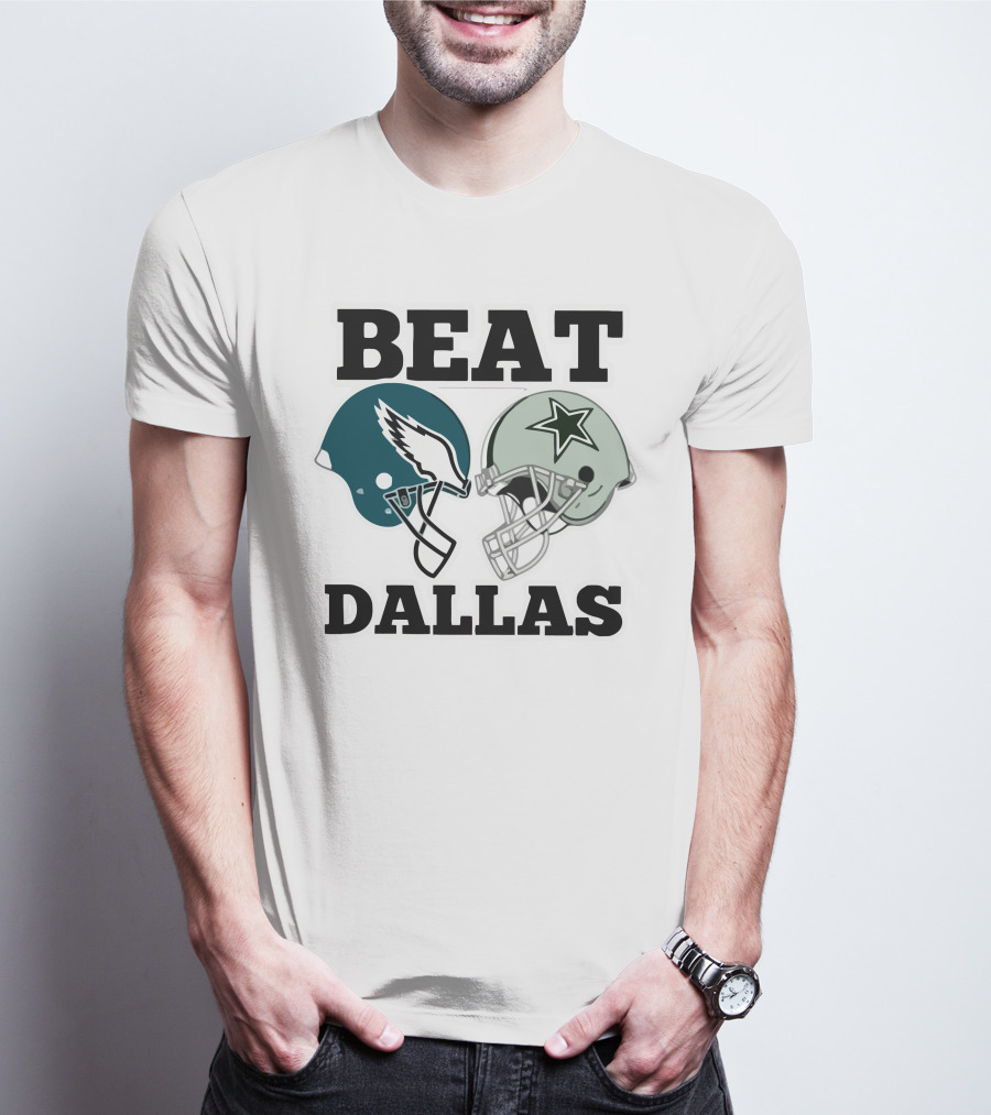 Beat Dallas Eagles Cowboys Football Helmets T-Shirt