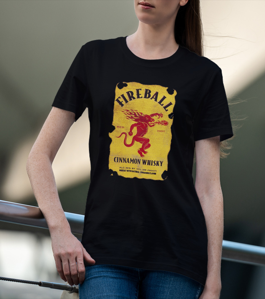 FIREBALL Red Hot Cinnamon Whisky Label ALC 33% By VOL (66 PROOF) T-Shirt