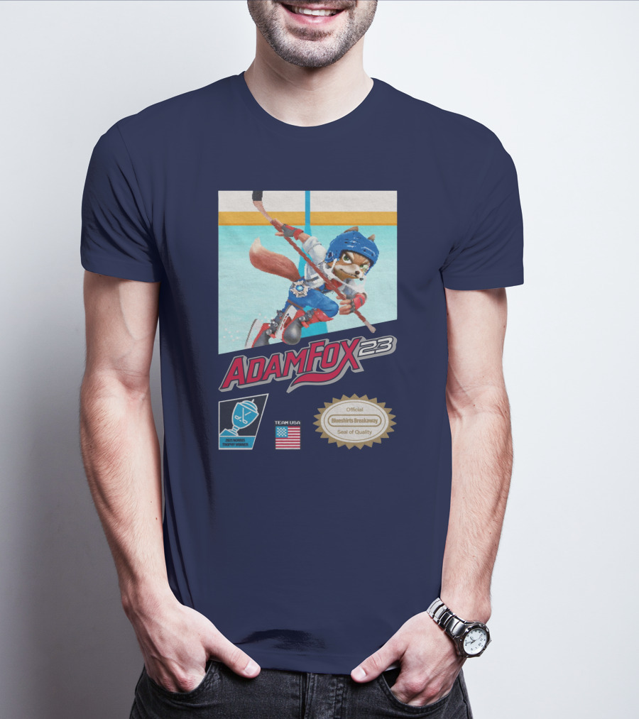 Adam Fox 23 Hockey USA Bluebirds Breakaway Seal Of Quality Team Winner T-Shirt