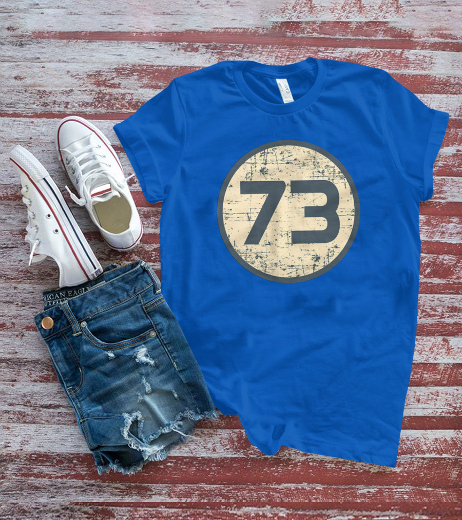 Big Bang Theory Sheldon Cooper 73 Vintage Distressed Blue Circle T-Shirt