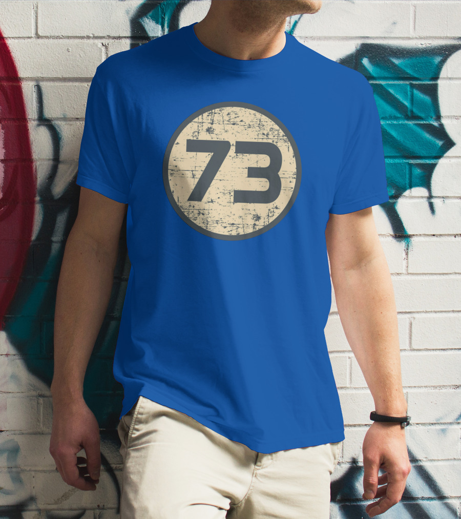 Big Bang Theory Sheldon Cooper 73 Vintage Distressed Blue Circle T-Shirt