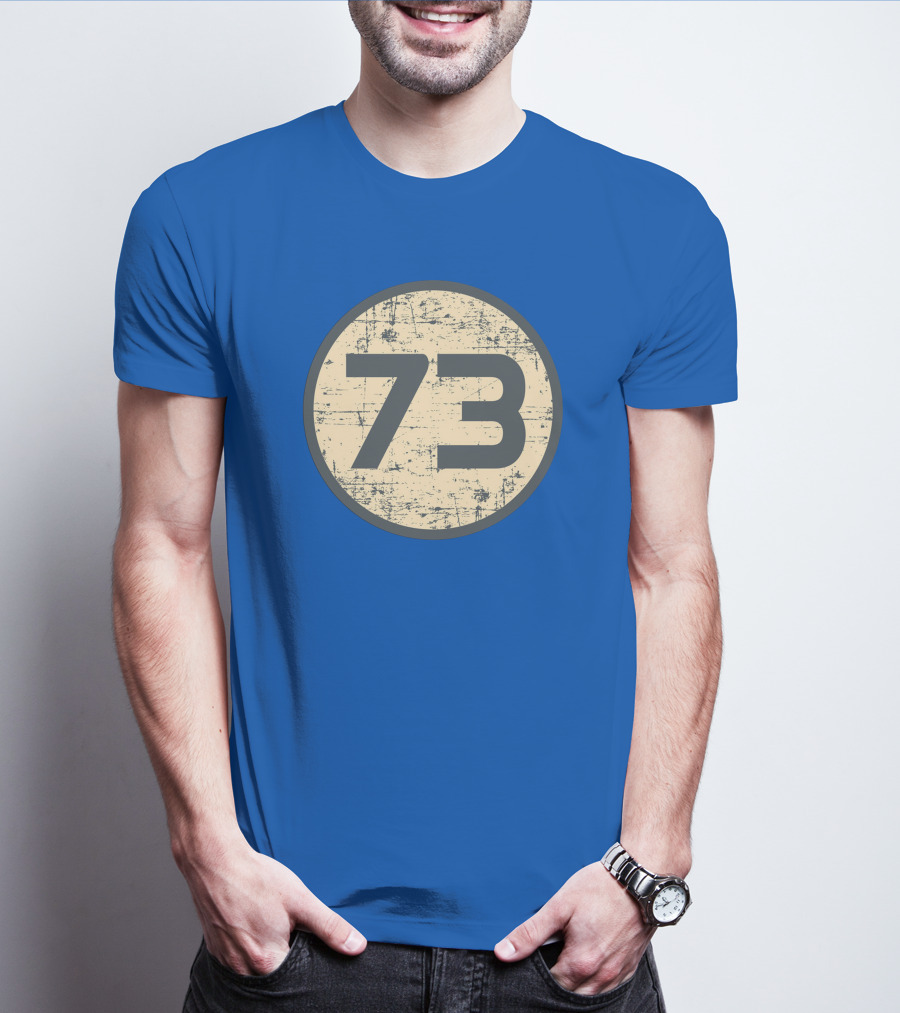 Big Bang Theory Sheldon Cooper 73 Vintage Distressed Blue Circle T-Shirt