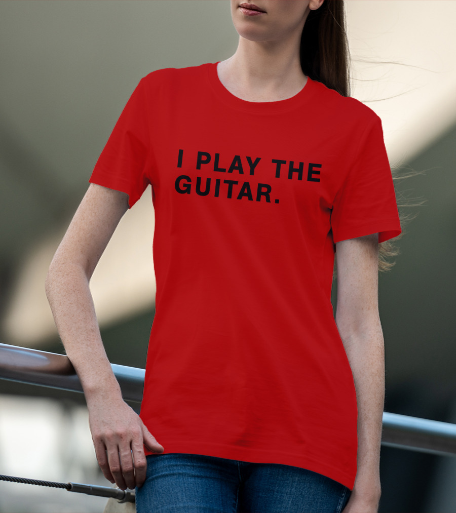 I Play The Guitar Bold Red T-Shirt