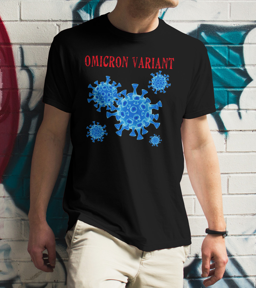 Omicron Variant Virus Graphic Blue Molecular Structure T-Shirt
