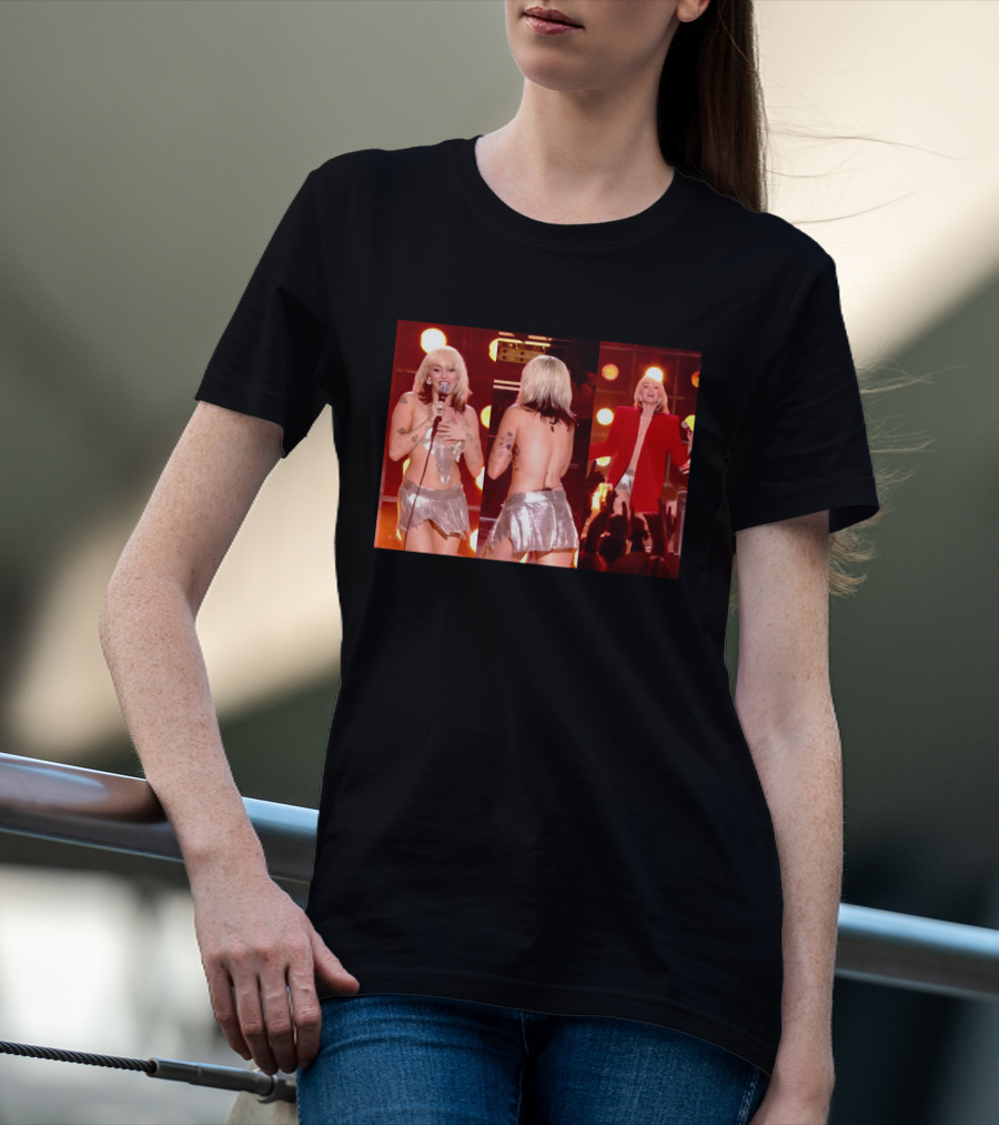 Miley Cyrus Silver Outfit Performance T-Shirt
