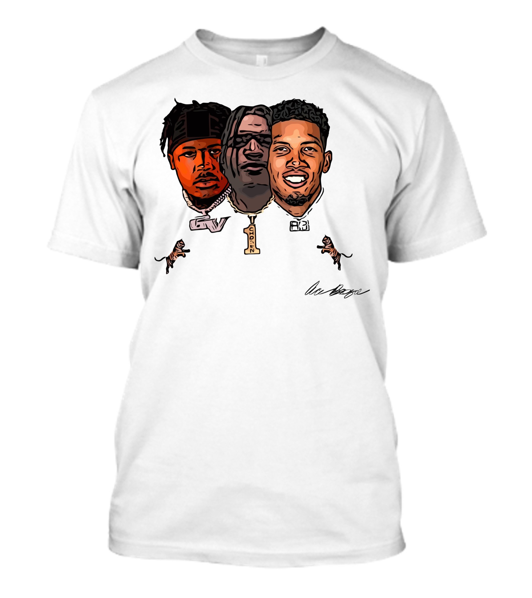 Joe Burrow Ja'Marr Chase Tee Higgins Tyler Boyd Bengals Football Faces And Chains T-Shirt