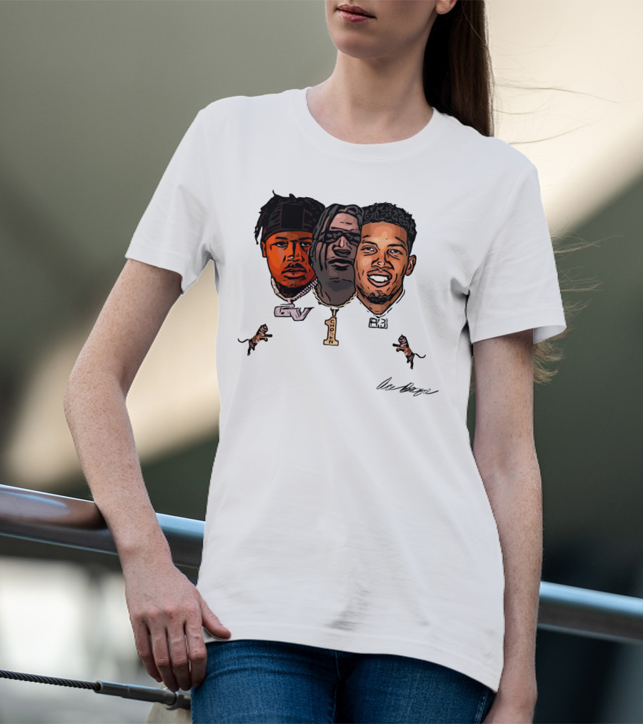 Joe Burrow Ja'Marr Chase Tee Higgins Tyler Boyd Bengals Football Faces And Chains T-Shirt