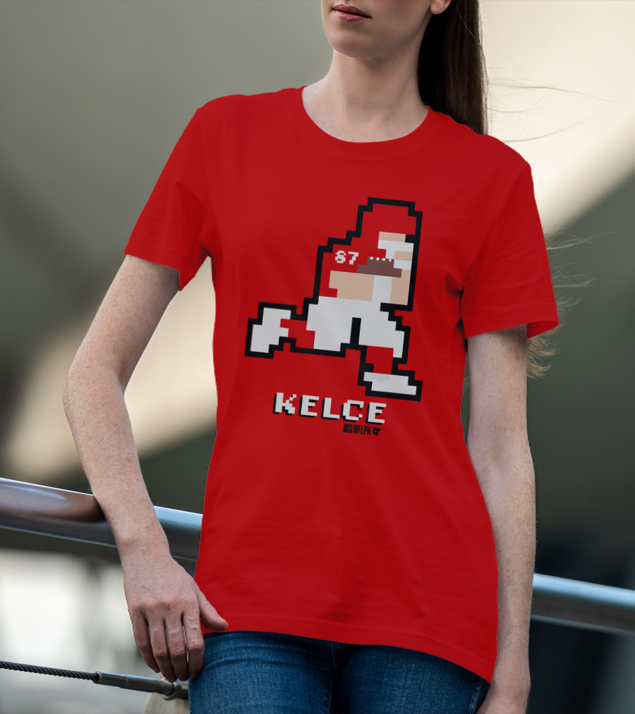 Kelce 87 NFLPA 8 Bit Retro Football Red T-Shirt
