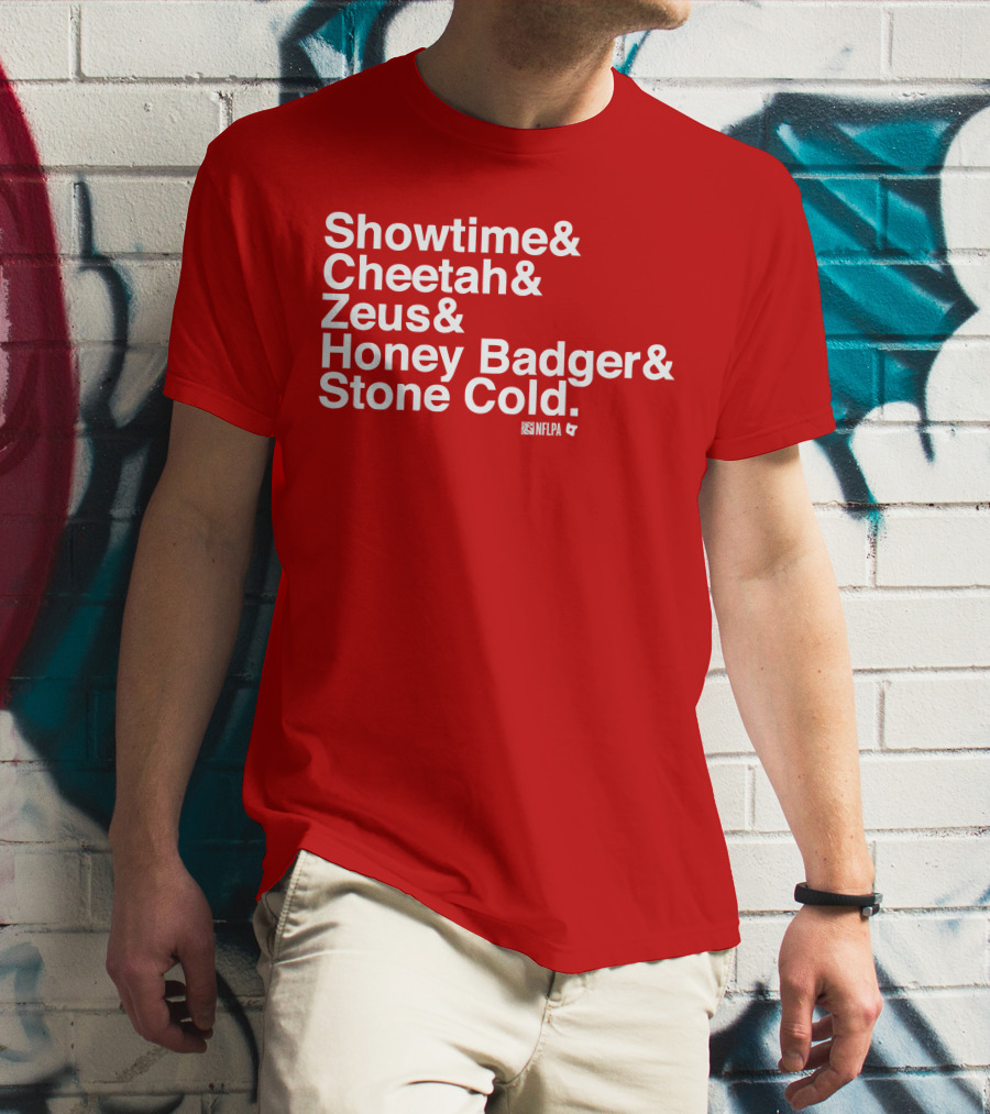 Showtime Cheetah Zeus Honey Badger Stone Cold NFLPA T-Shirt