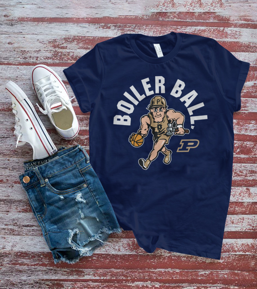 Purdue Boiler Ball Mascot Dribbling Basketball T-Shirt
