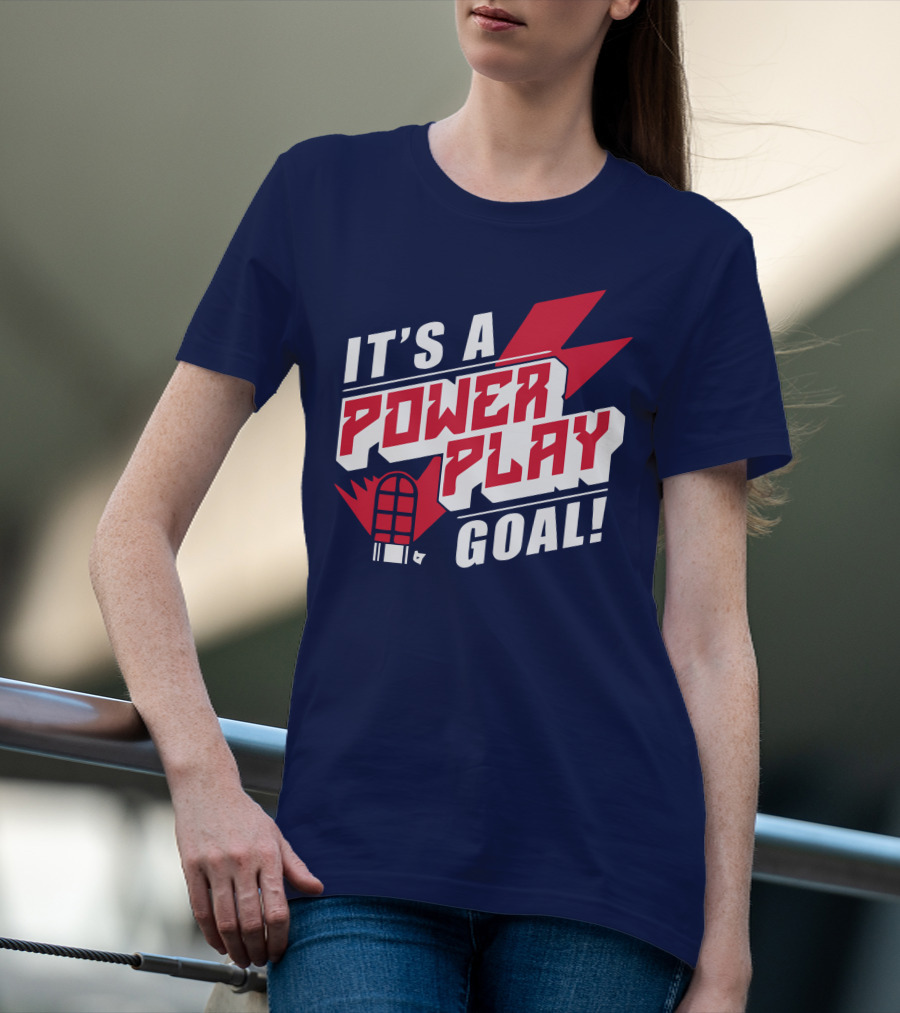 IT'S A POWER PLAY GOAL Retro Hockey Net Lightning Bolt T-Shirt