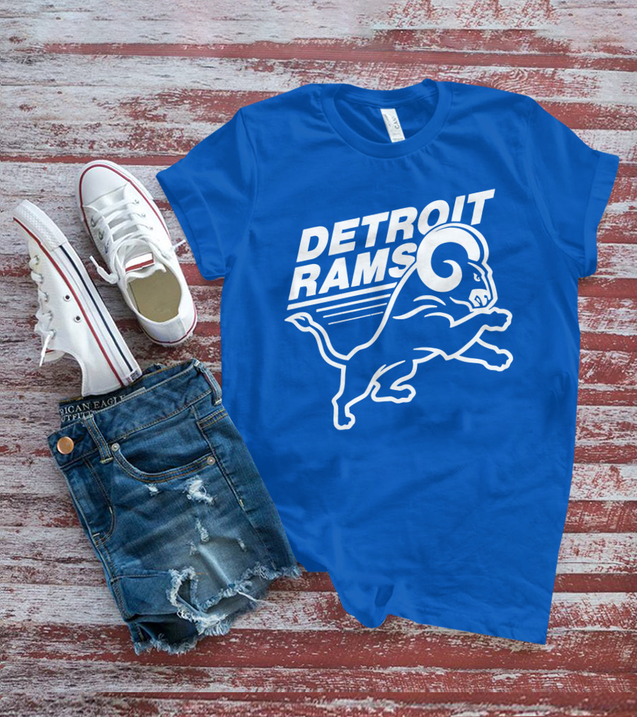 Detroit Rams Football Team Logo Crossover Fan Merchandise T-Shirt