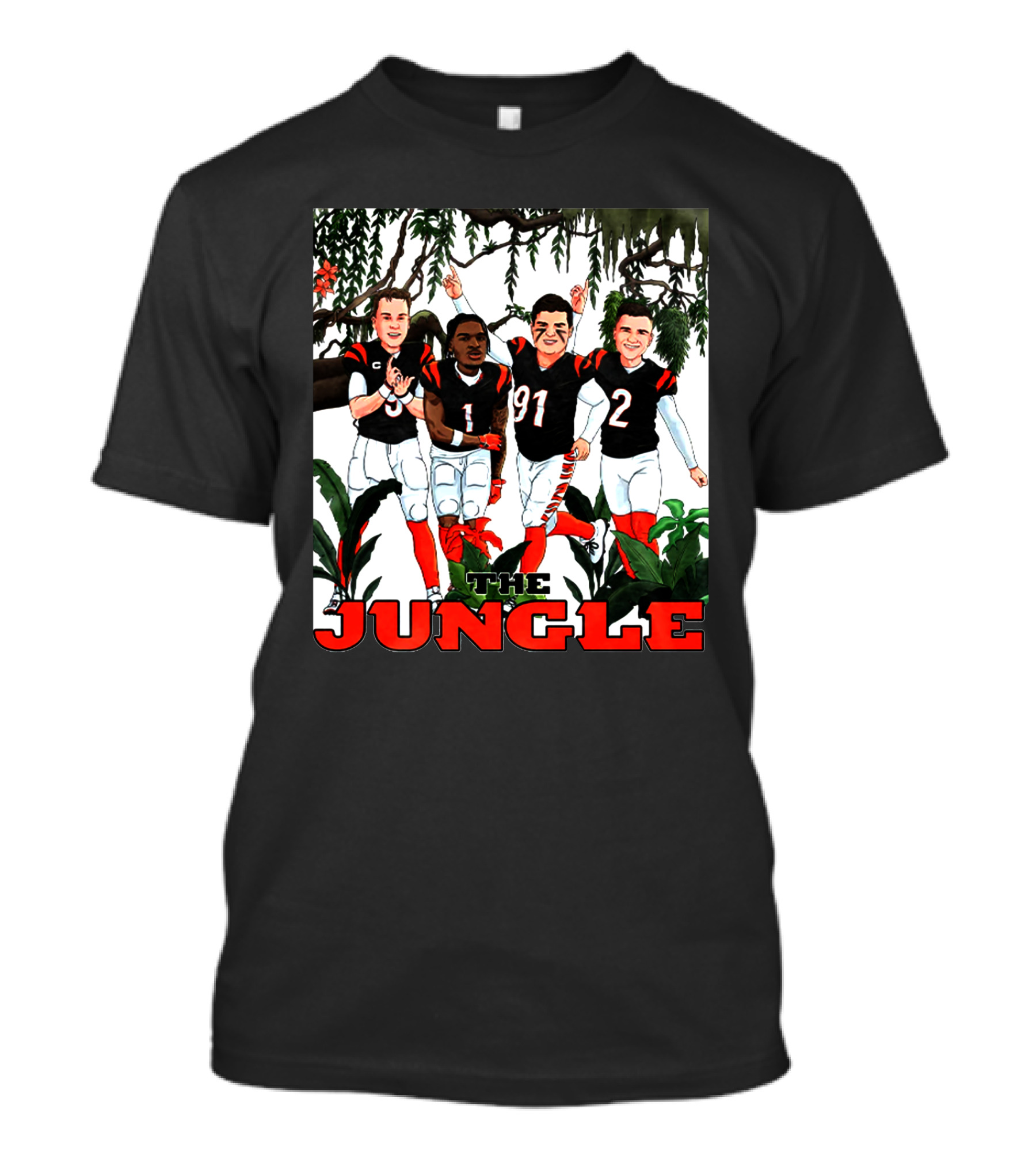 The Jungle Football Players In Team Jerseys Celebrating In Forest T-Shirt