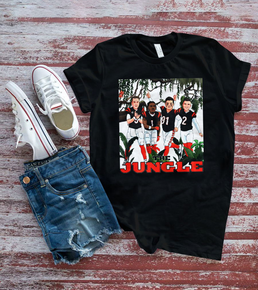 The Jungle Football Players In Team Jerseys Celebrating In Forest T-Shirt