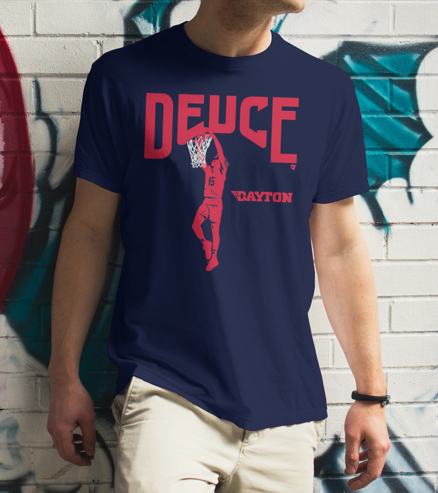 Dayton Basketball Deuce Daron Holmes II Dunking T-Shirt