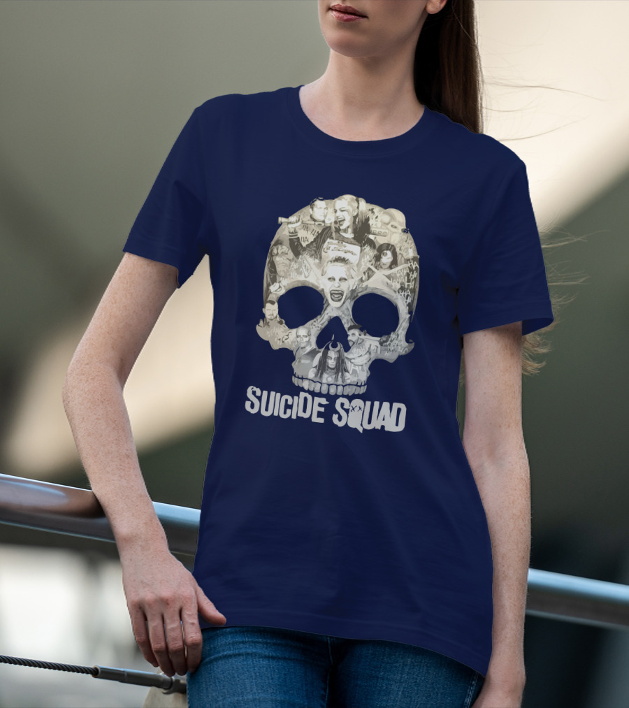 Suicide Squad Skull Collage With Iconic Characters T-Shirt