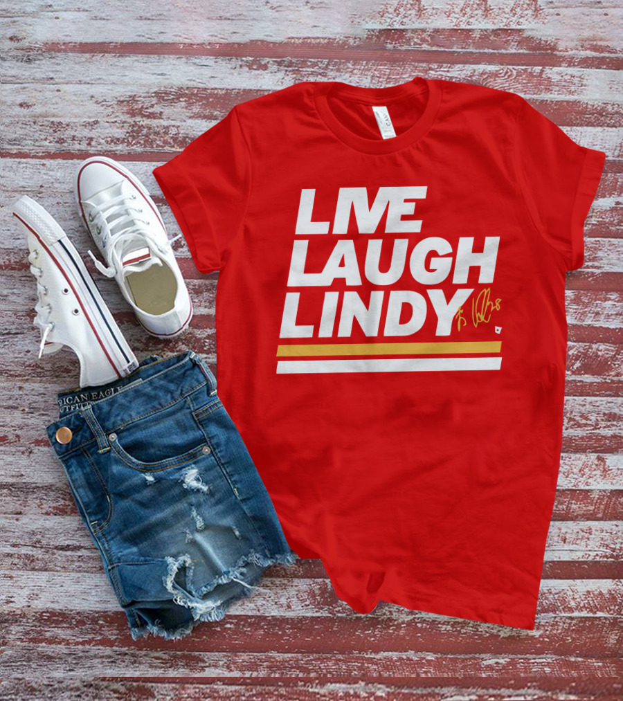 Elias Lindholm Live Laugh Lindy Bold Red Text With Signature T-Shirt