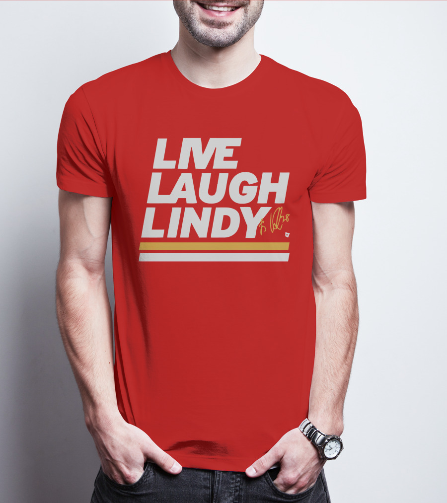 Elias Lindholm Live Laugh Lindy Bold Red Text With Signature T-Shirt