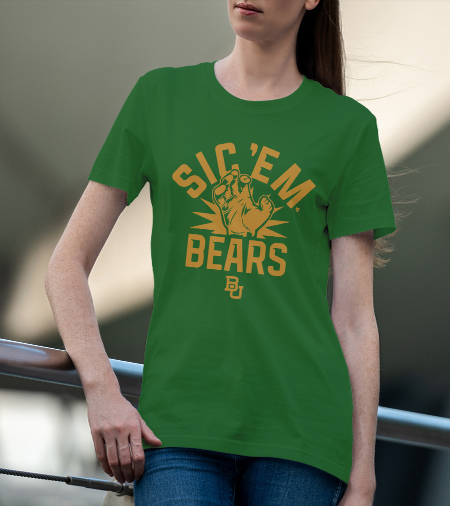 Sic 'Em Bears BU Baylor Paw Green Gold T-Shirt