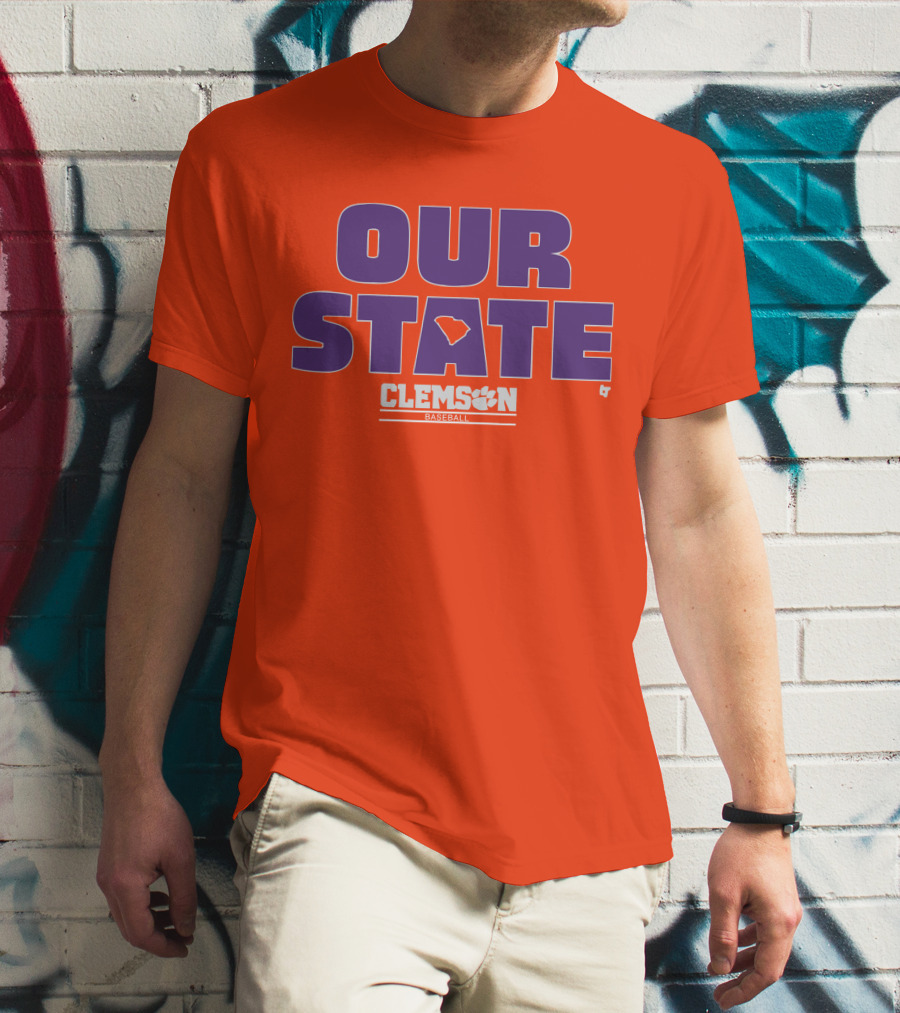 Clemson Baseball Our State South Carolina Outline T-Shirt
