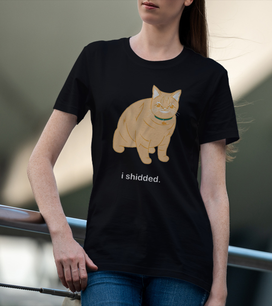 I Shidded Cat Orange Feline With Green Collar T-Shirt