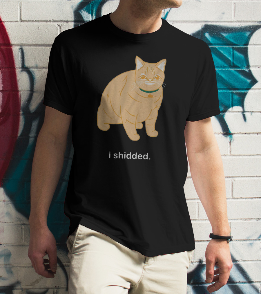 I Shidded Cat Orange Feline With Green Collar T-Shirt