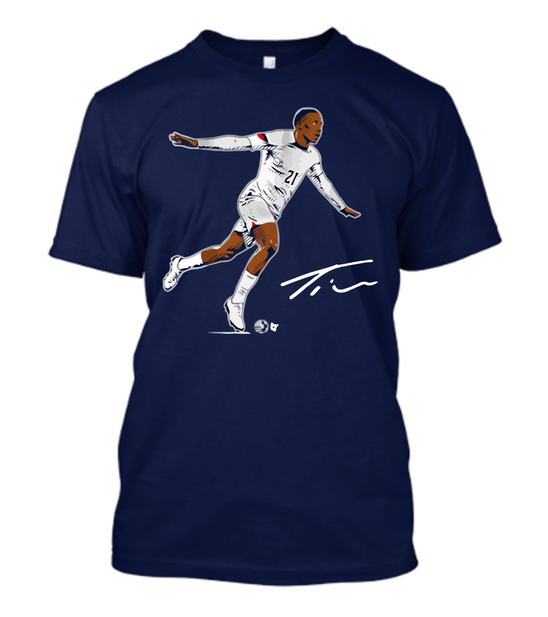 Timothy Weah Signature Soccer Art With Player 21 And Tim Autograph T-Shirt