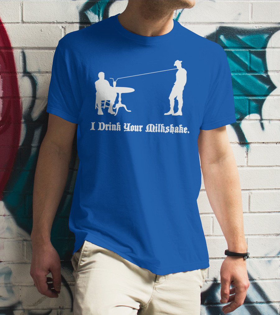 I Drink Your Milkshake Vintage Silhouette Blue T-Shirt