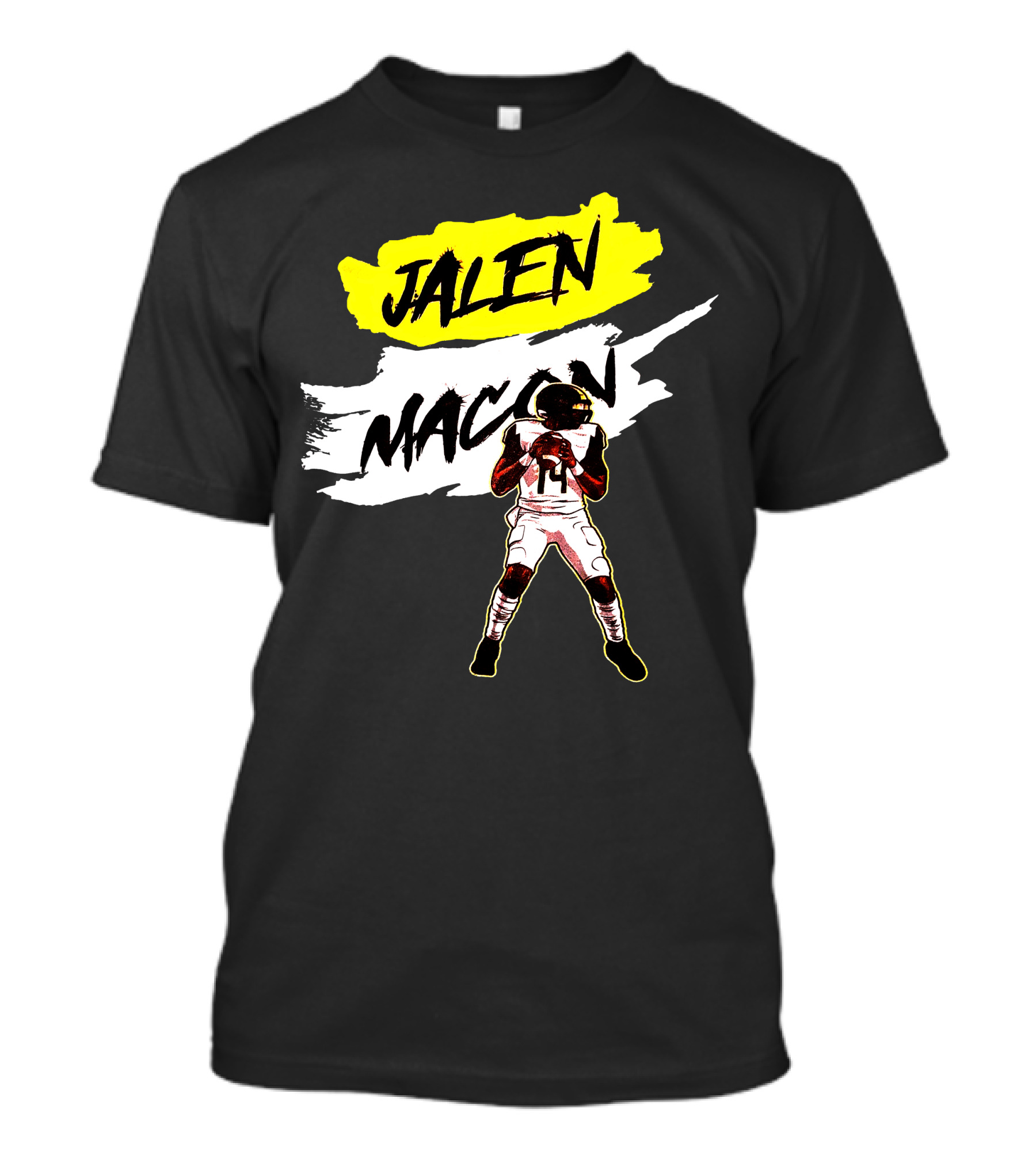 Jalen Macon Football Player Black White Yellow T-Shirt