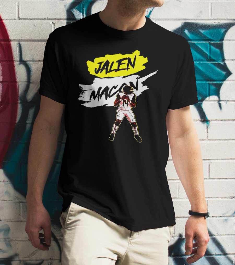 Jalen Macon Football Player Black White Yellow T-Shirt