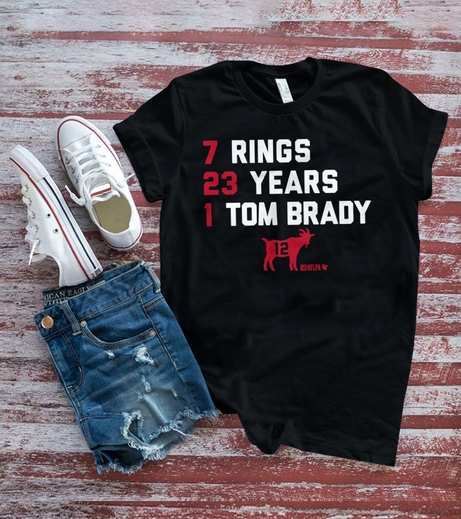 7 Rings 23 Years 1 Tom Brady NFLPA GOAT 12 T-Shirt