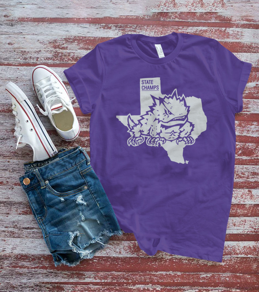 TCU State Champs Texas Horned Frog Outline T-Shirt