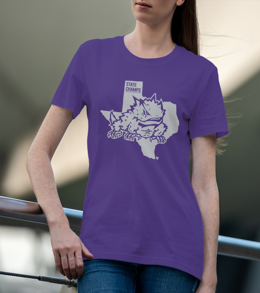TCU State Champs Texas Horned Frog Outline T-Shirt