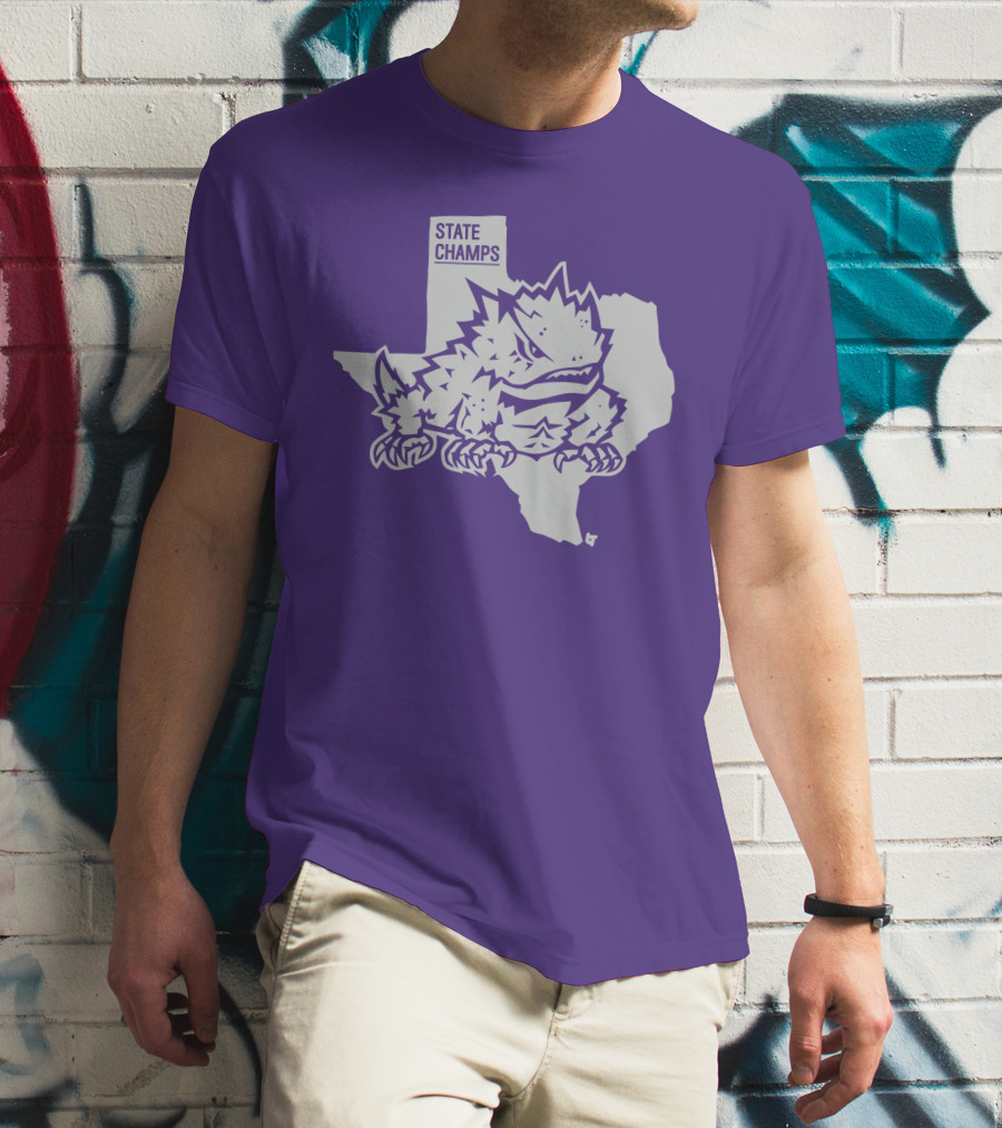 TCU State Champs Texas Horned Frog Outline T-Shirt