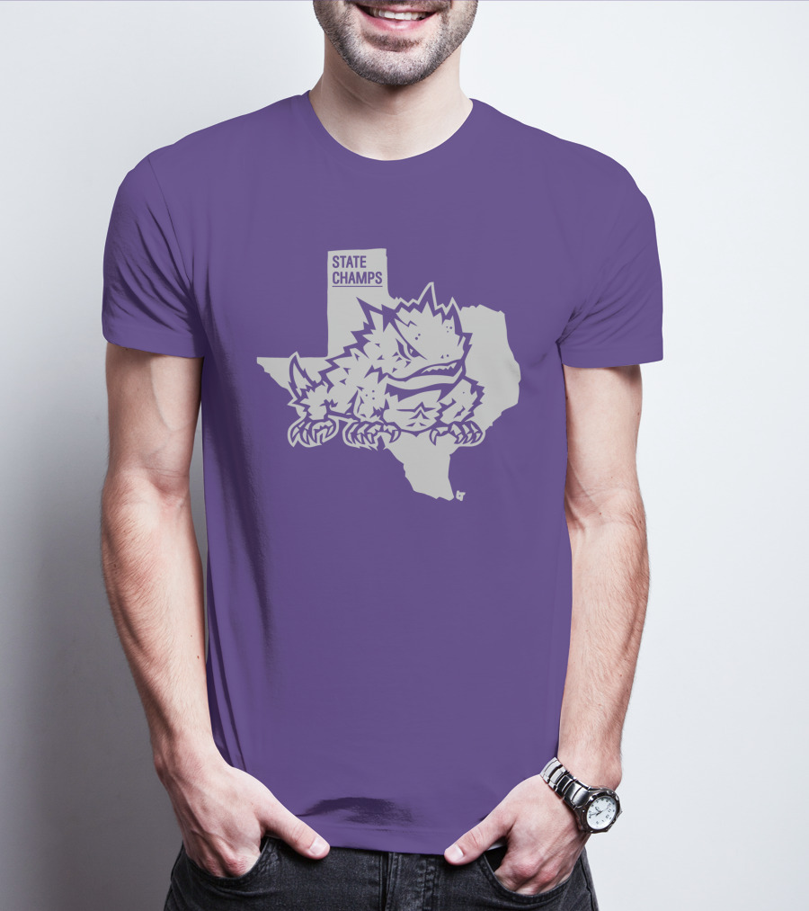 TCU State Champs Texas Horned Frog Outline T-Shirt