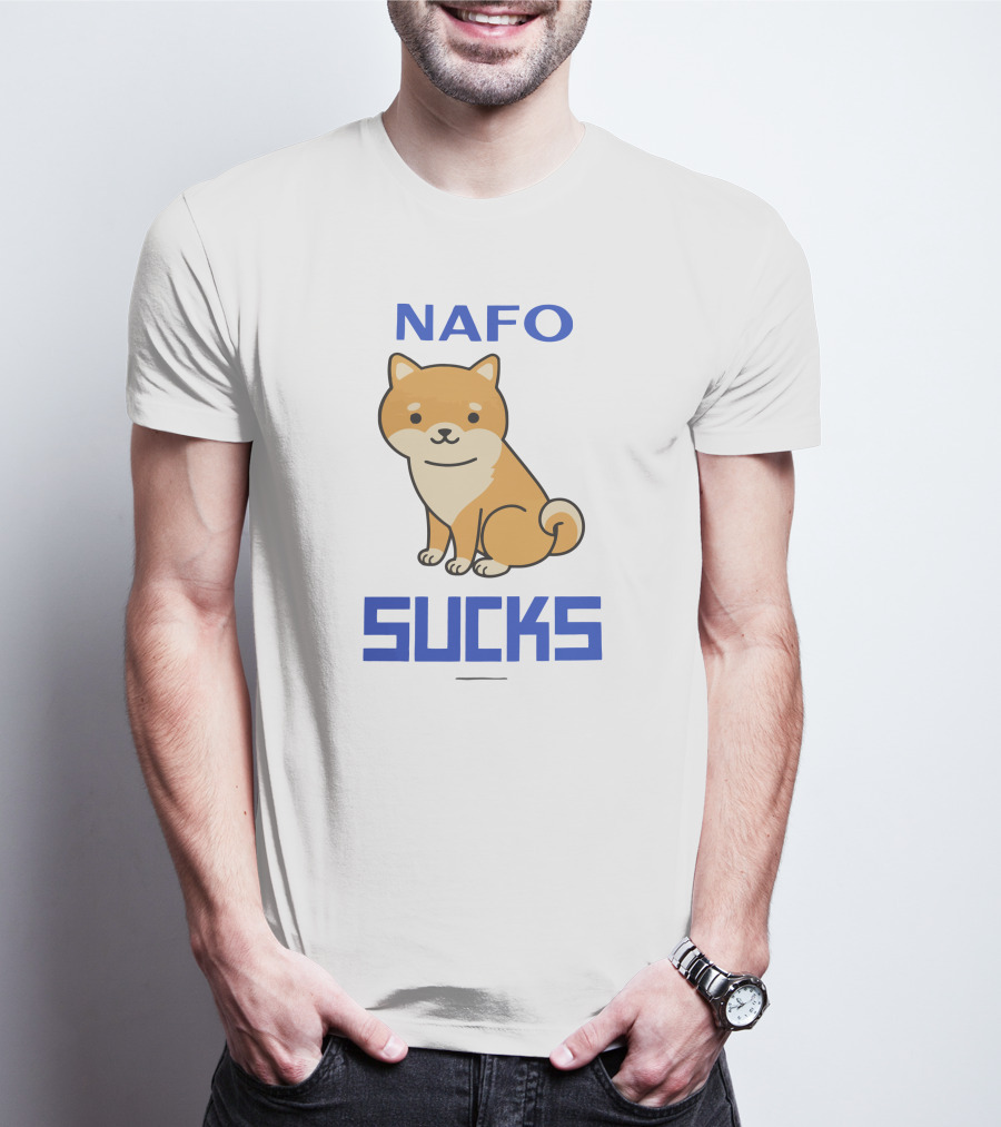 NAFO Sucks Cute Dog Cartoon T-Shirt