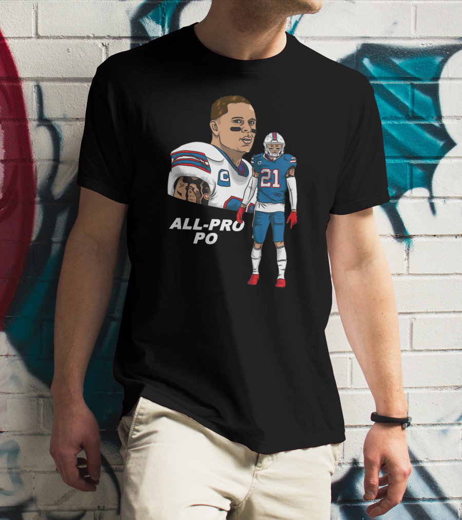 All Pro Po Football Player With Blue And Red Uniform T-Shirt