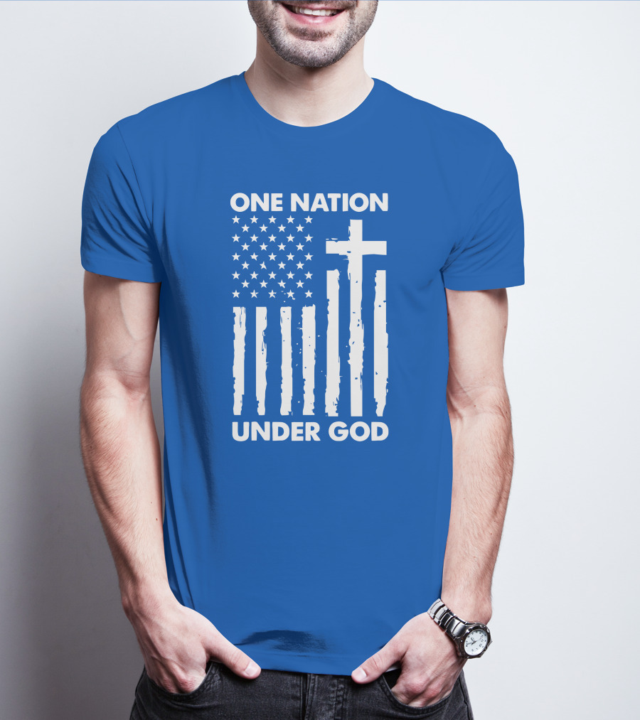 One Nation Under God American Flag Cross Stars Stripes Representation T-Shirt