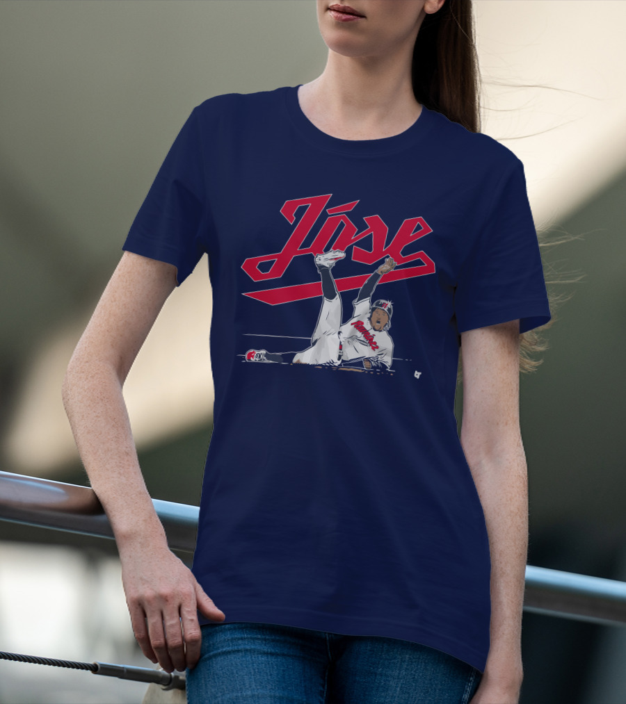 José Ramírez Slide Illustration With Cleveland Baseball Inspiration T-Shirt