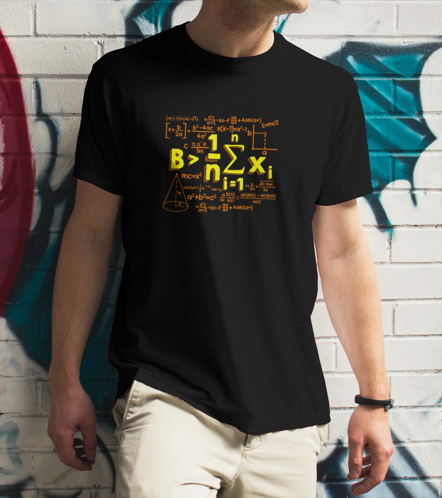 Math Teacher Be Greater Than Average Back To School Algebra Geometry Formulas T-Shirt