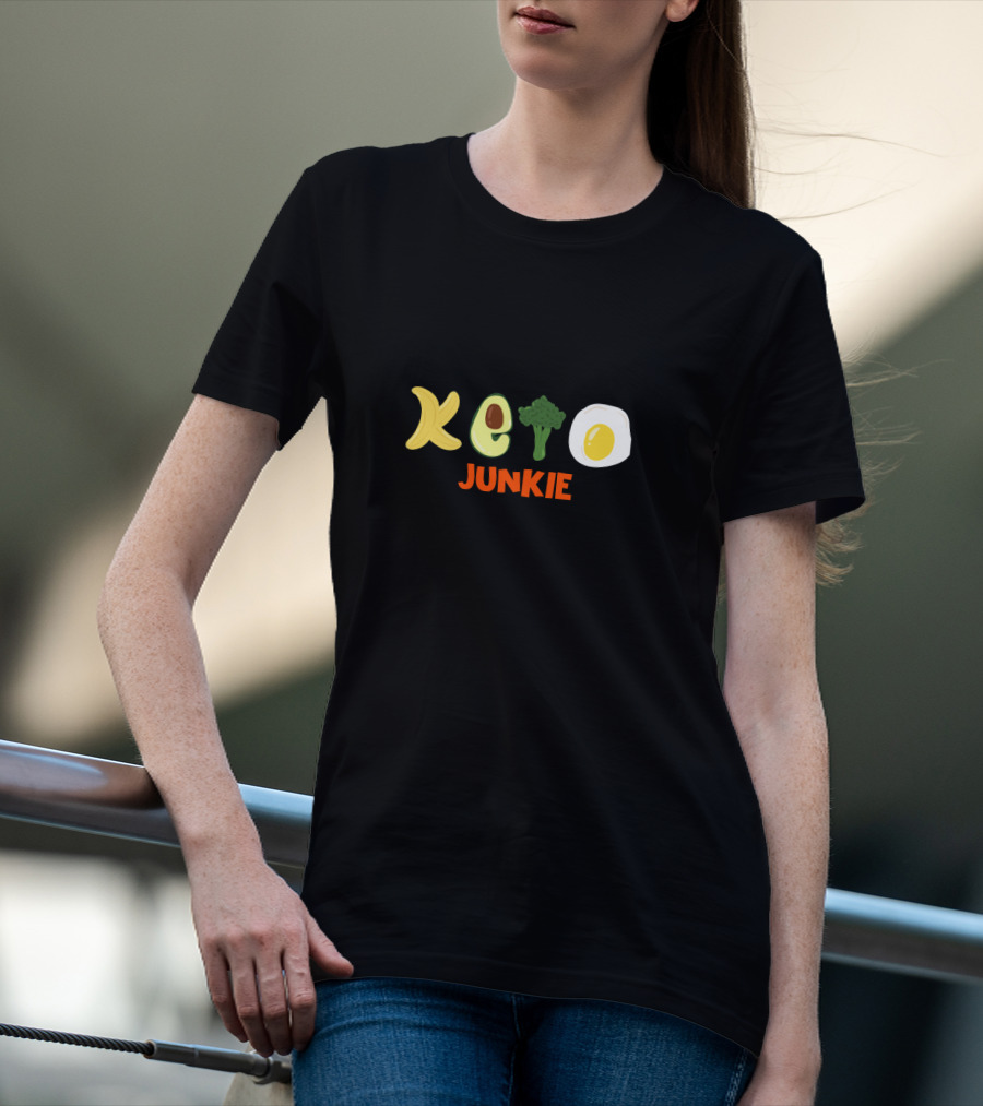 Keto Diet Junkie Avocado Broccoli Egg Ketogenic Food T-Shirt