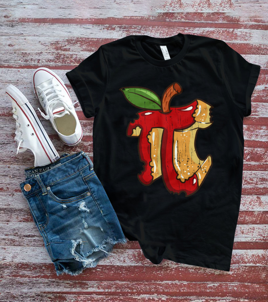 Math Teacher Apple Pi Day 3.14 Funny Math Pun Back To School Apple Core Pi T-Shirt
