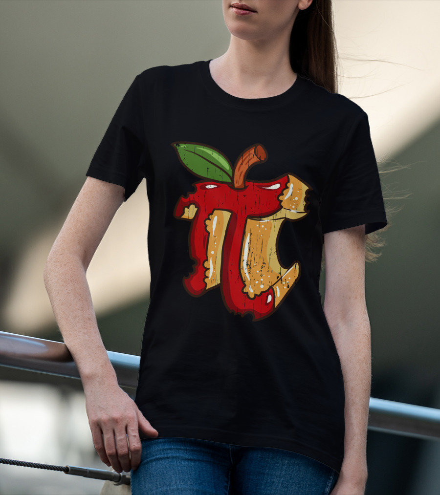 Math Teacher Apple Pi Day 3.14 Funny Math Pun Back To School Apple Core Pi T-Shirt