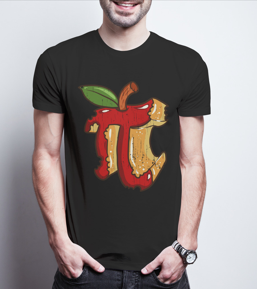 Math Teacher Apple Pi Day 3.14 Funny Math Pun Back To School Apple Core Pi T-Shirt