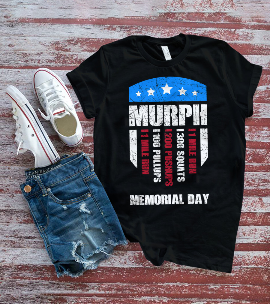 Memorial Day Murph Wod Workout 1 Mile Run 100 Pullups 200 Pushups 300 Squats Recovery T-Shirt